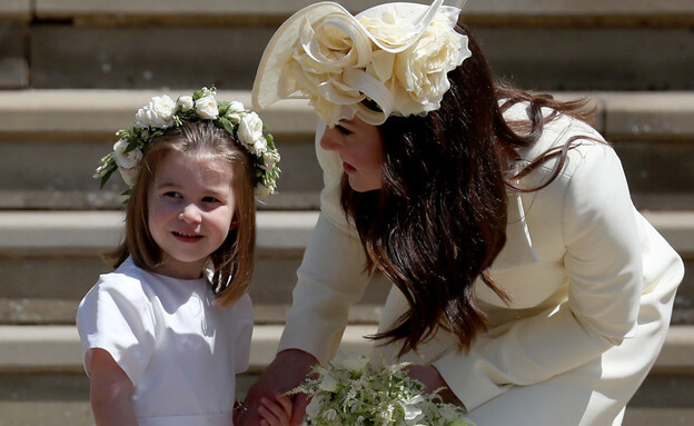 קייט מידלטון והנסיכה שארלוט בחתונה של הנסיך הארי ומייגן מרקל (צילום: Jane Barlow, Getty Images)