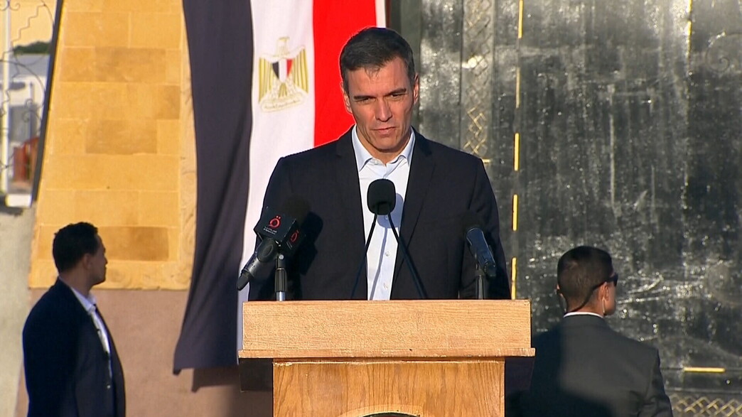 פדרו סנצ'ס, ראש ממשלת ספרד, בנאום ברפיח