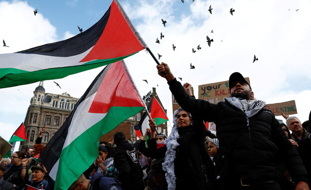 הפגנות פרו-פלסטיניות באמסטרדם, אוקטובר 2023 (צילום: רויטרס)