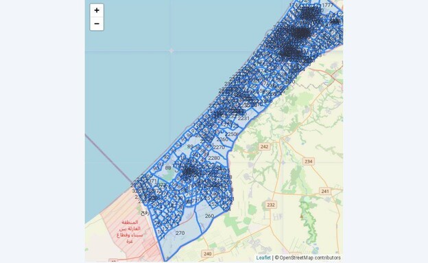 מיפוי של הרצועה לתאי שטח מזעריים (צילום: דובר צה