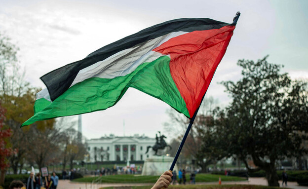 הפגנה פרו-פלסטינית מחוץ לבית הלבן (צילום: reuters)