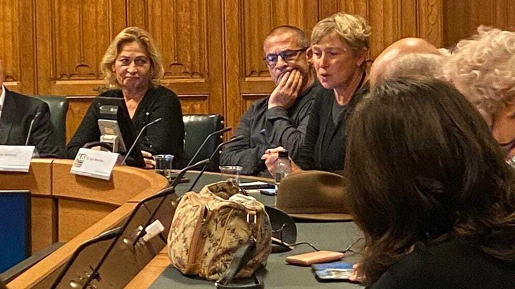 איריס חיים מדברת עם עיתונאים בלונדון איריס חיים מדברת עם עיתונאים בלונדון