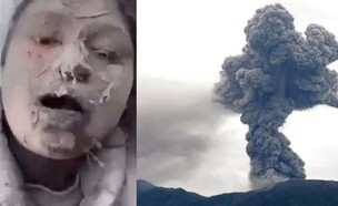 להתפרצות הר הגעש מראפי באינדונזיה, בת ה-19 שניצלה (צילום: מתוך תיעוד שעלה ברשתות החברתיות, שימוש לפי סעיף 27א' לחוק זכויות יוצרים)