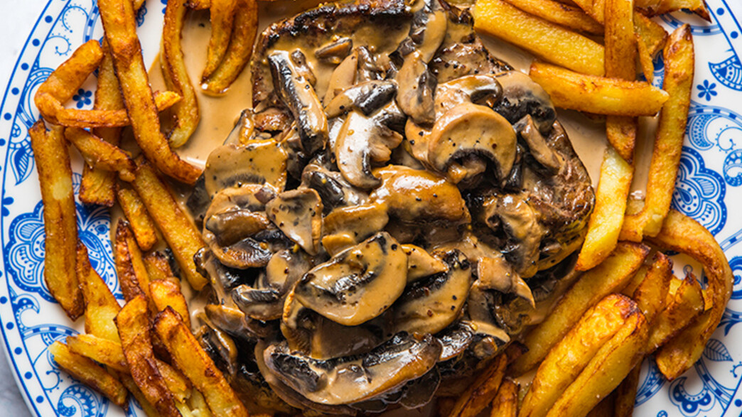 סטייק ברוטב פטריות