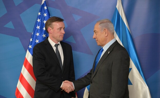 נתניהו עם היועץ לביטחון לאומי של ארה"ב ג'ייק סאליב (צילום: עמוס בן גרשום, לע"מ)