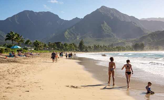 תיירים קאוואיי הוואי חוף (צילום: Bob Pool, shutterstock)