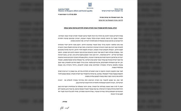 מכתב ההתפטרות של השר שיקלי