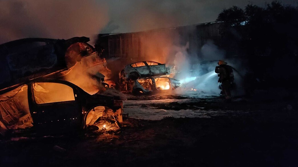 זירת השריפה בלוד (צילום: כבאות והצלה)
