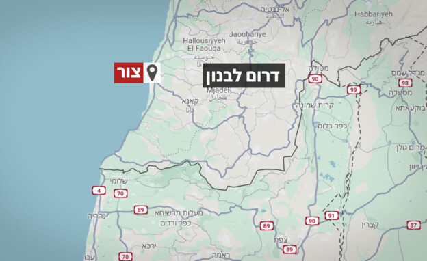 מפת דרום לבנון