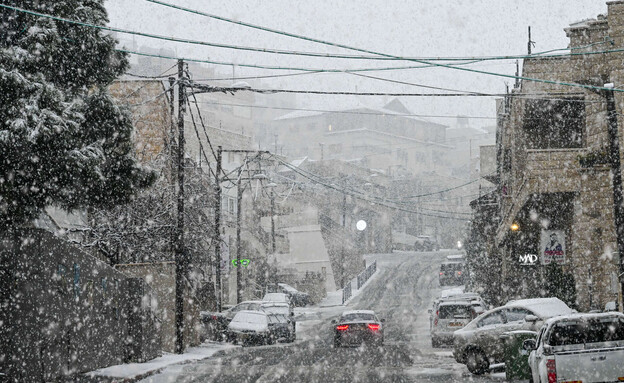 שלג במג'דל שמס (צילום: מיכאל גלעדי, פלאש 90)