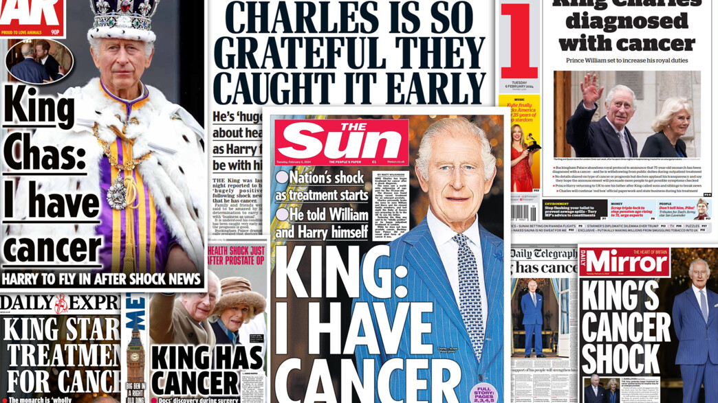 עיתוני בריטניה מדווחים על מחלתו של המלך צ'ארלס