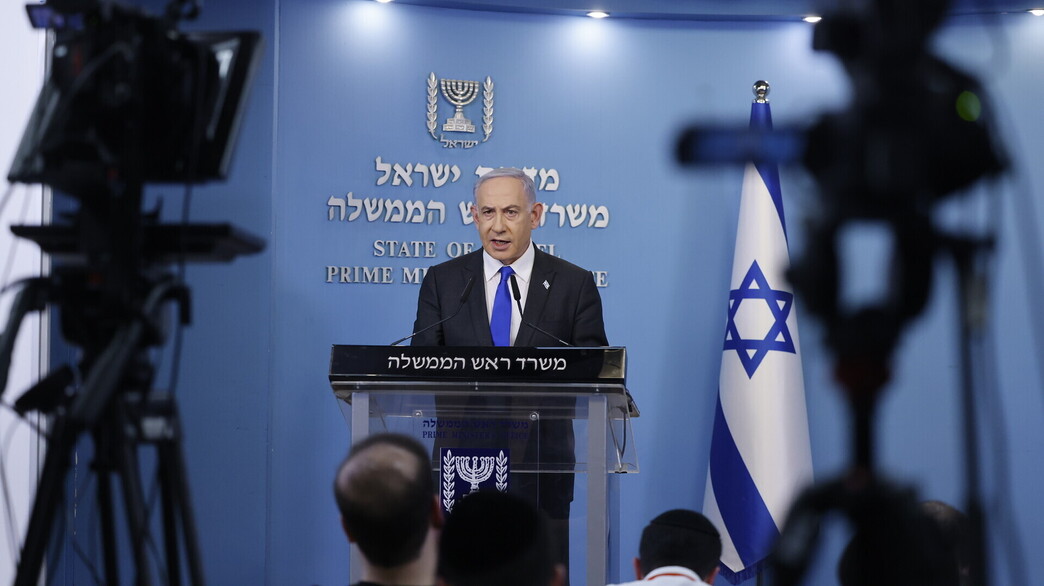 ראש הממשלה נתניהו במסיבת עיתונאים (צילום: מארק ישראל סלם, פלאש 90)