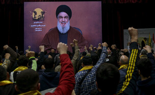 נאום מזכ"ל חיזבאללה חסן נסראללה בלבנון (צילום: Marwan Naamani/picture alliance via Getty Images)