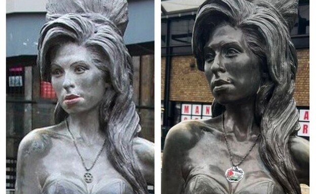הפסל של איימי ויינהאוס הושחת בלונדון (צילום: סעיף 27 א' לחוק זכויות יוצרים)
