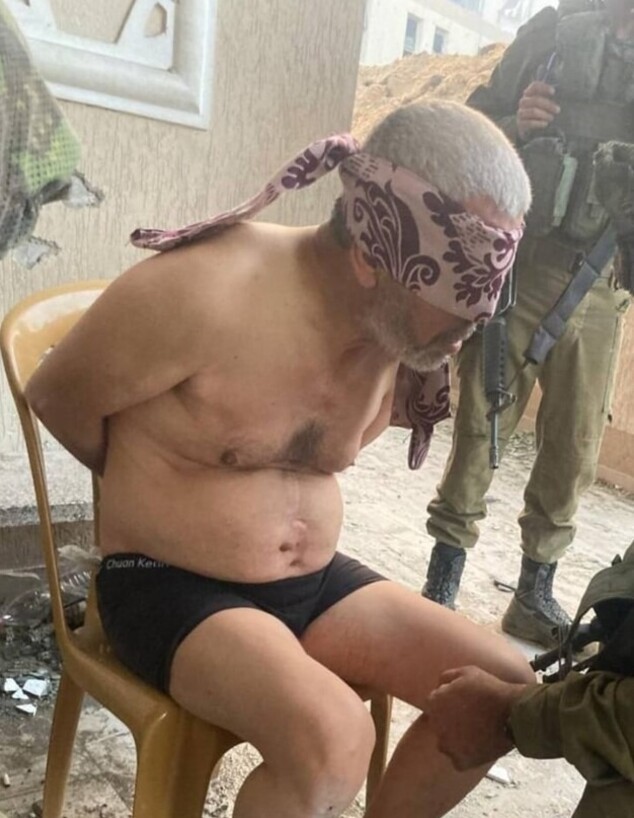 תמונה של מעצר סינוואר שהופצה ברשת (צילום: רשתות חברתיות)