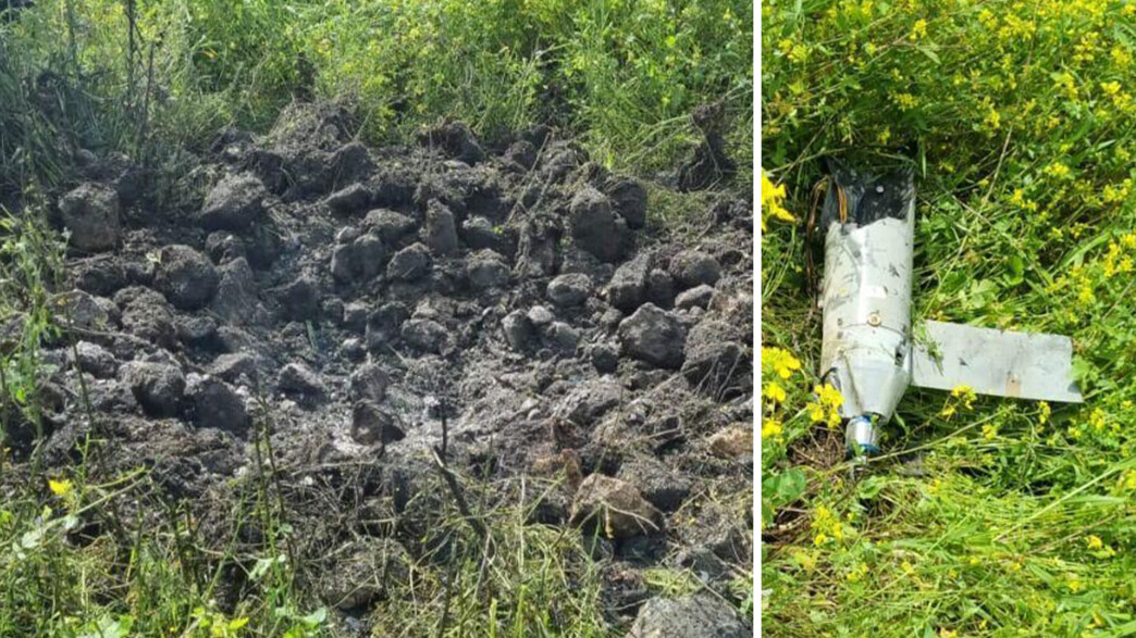 הבור שנפער בגליל בעקבות חלקיקי כטב"ם שנפל הבור שנפער בגליל בעקבות חלקיקי כטב"ם שנפל