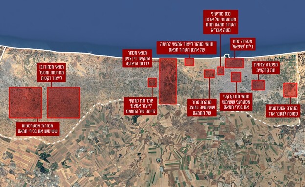 אינפוגרפיקה של מרחבי תת הקרקע בהם פעלו לוחמי יהל״ם (צילום: דובר צה
