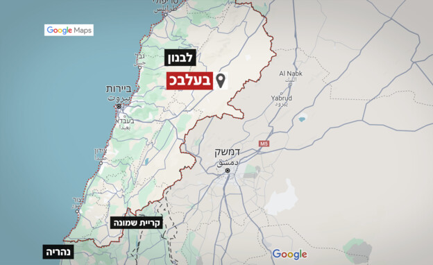 תקיפה ישראלית באזור אלכיאל-בעלבכ, לבנון (צילום: googel map)