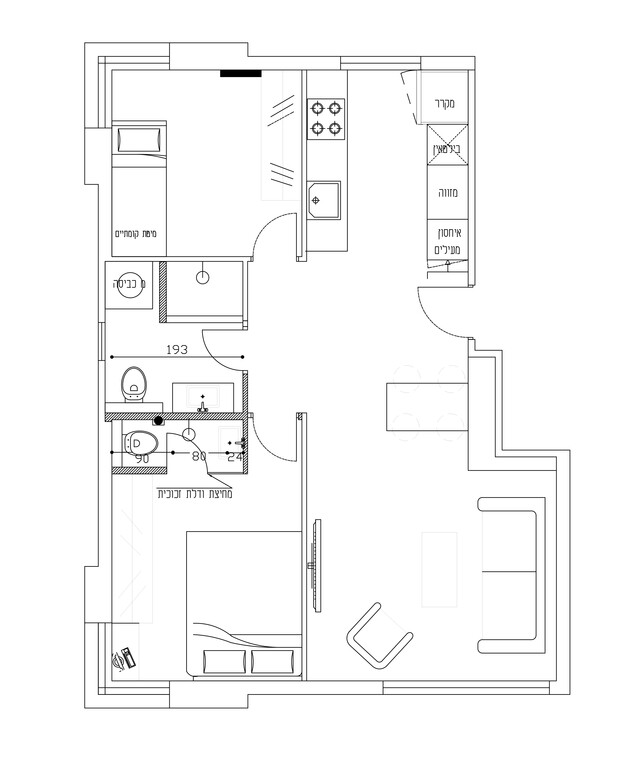 דירה קטנה בתא עיצוב אתי ארדיטי תכנית