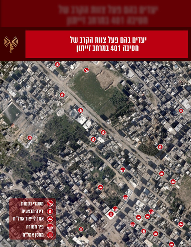 יעדי השיגור, ייצור אמצעי לחימה ותת-הקרקע בשכונת בש (צילום: דובר צה