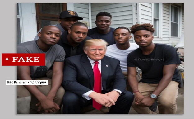 תמונות דיפ פייק של טראמפ מצטלם עם אפרו-אמריקאיים (צילום: חדשות 12)