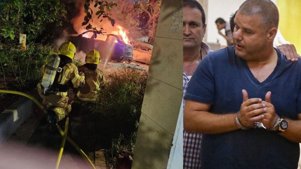 אלי מוסלי וזירת פיצוץ המטען בתל אביב (צילום: פלאש 90)