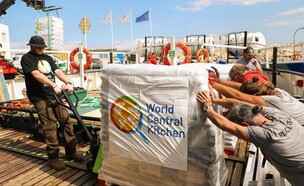 סיוע הומניטרי שהגיע לקפריסין לקראת העברתו לרצועת ע