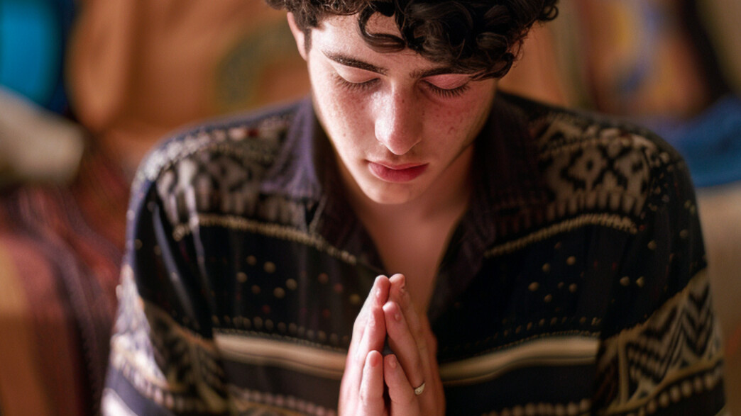 בחור צעיר מתפלל בחור צעיר מתפלל