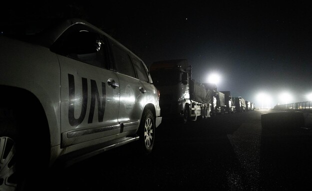 הכנסת משאיות סיוע בצפון הרצועה (צילום: דובר צה"ל)