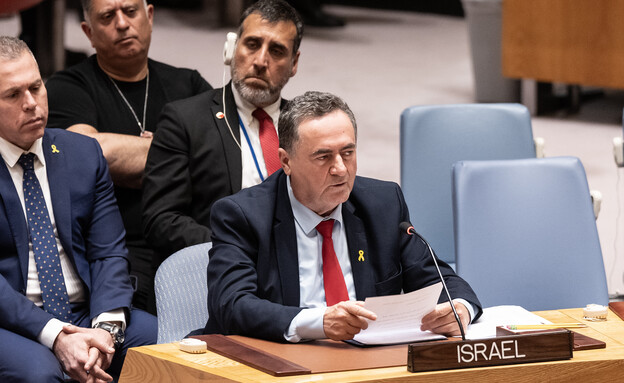 שר החוץ ישראל כ"ץ בדיון מועצת הביטחון של האו"ם (צילום: Lev Radin/Pacific Press/LightRocket via Getty Images)