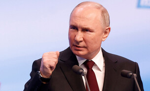 פוטין לאחר ה"ניצחון בבחירות ברוסיה" (צילום: רויטרס)
