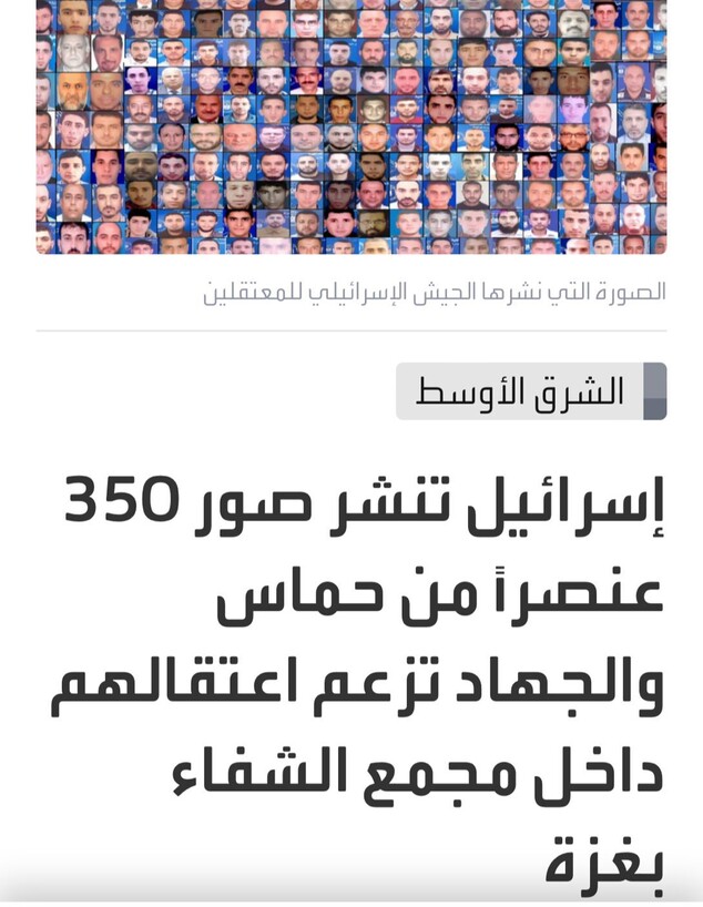 אל-ערביה: ישראל מפרסמת תמונה של 350 אנשי חמאס 