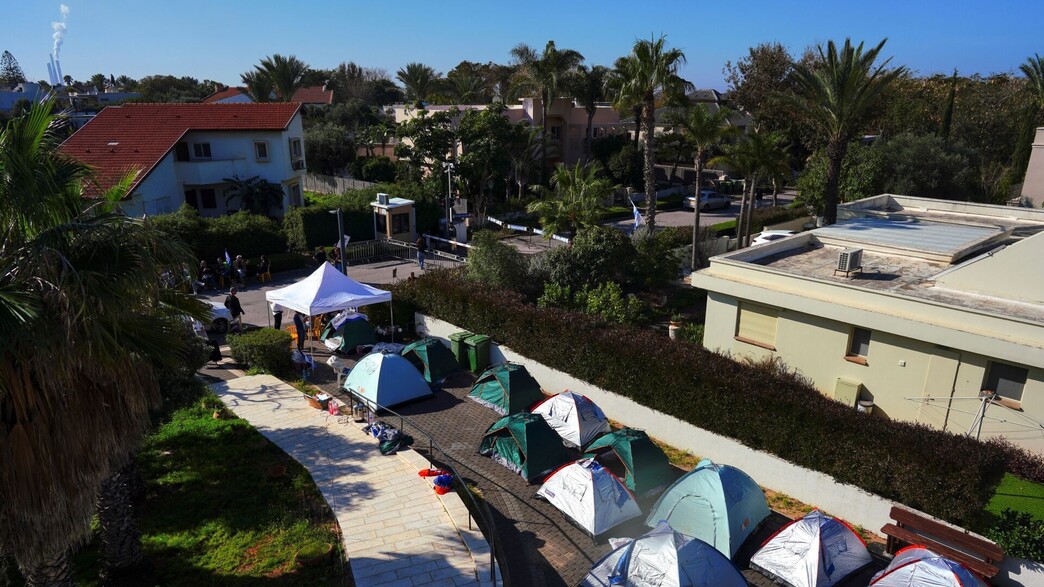 מחאת משפחות חטופים בקיסריה, בינואר 2024