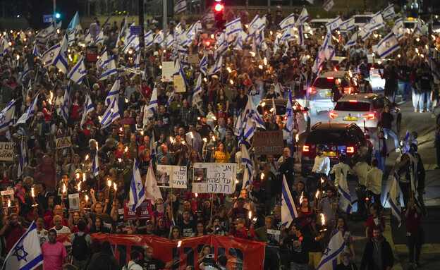 הפגנה מחוץ למעון ראש הממשלה בירושלים (צילום: AP)