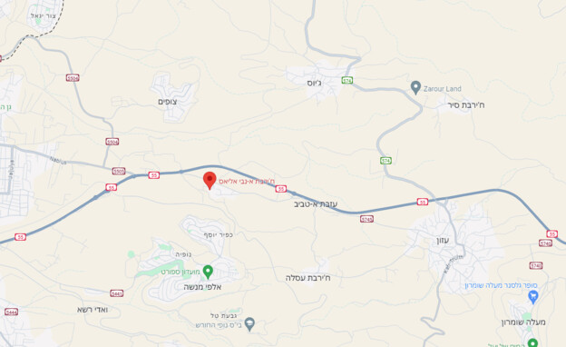  פיגוע ירי בכביש 55 סמוך לצומת נבי אליאס שבחטיבת א (צילום: גוגל)