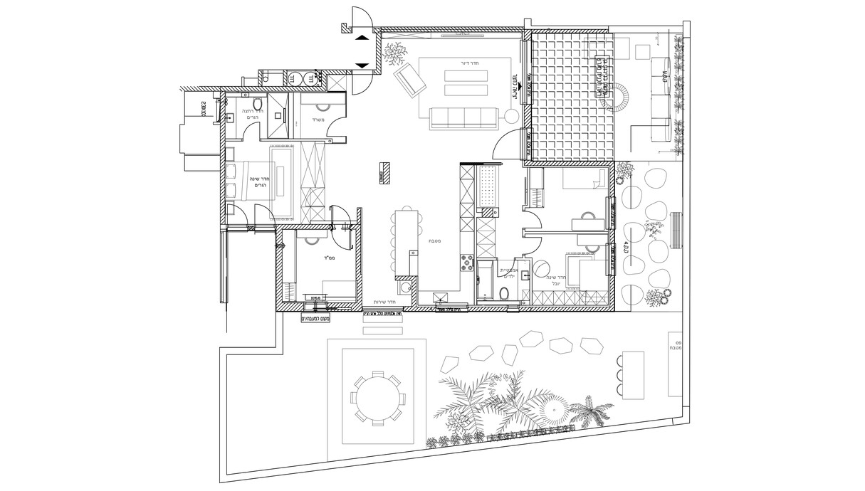 דירת גן בהרצליה עיצוב ענבל ודנה אדריכלות ועיצוב פנים ג תכנית