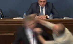 קטטה פרצה בפרלמנט בגיאורגיה (צילום: מתוך הרשתות החברתיות לפי סעיף 27א' לחוק זכויות יוצרים)