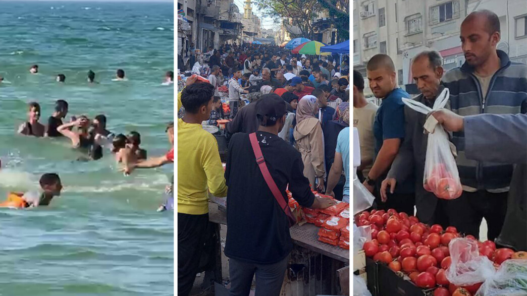 חוף הים בדיר אל-בלח והשוק במרכז הרצועה חוף הים בדיר אל-בלח והשוק במרכז הרצועה