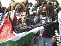 מחאות פרו פלסטיניות של סטודנטים באוניברסיטאות בארה (צילום: AP)