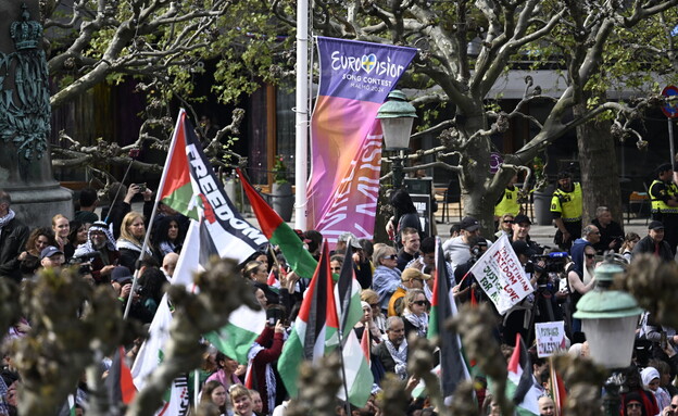 הפגנה נגד ישראל (צילום:  JOHAN NILSSON/TT NEWS AGENCY/AFP via Getty Images)