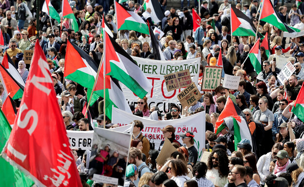 הפגנות פרו פלסטיניות במאלמו (צילום: רויטרס)