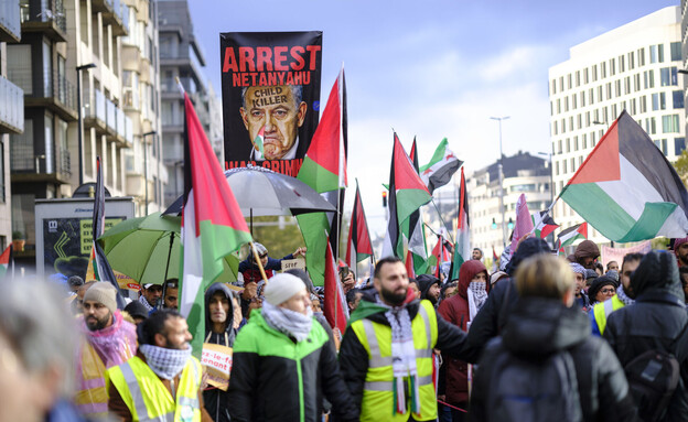 הפגנה פרו פלסטינית בבלגיה (צילום: Thierry Monasse, getty images)