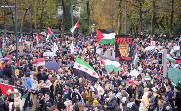 בריסל הפגנה פרו פלסטינית בבלגיה (צילום: Thierry Monasse, getty images)