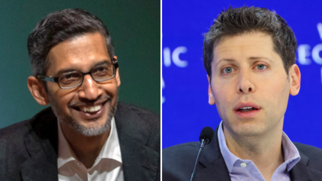 מנכ"ל OpenAI סם אלטמן ומנכ"ל גוגל סונדאר פיצ'אי