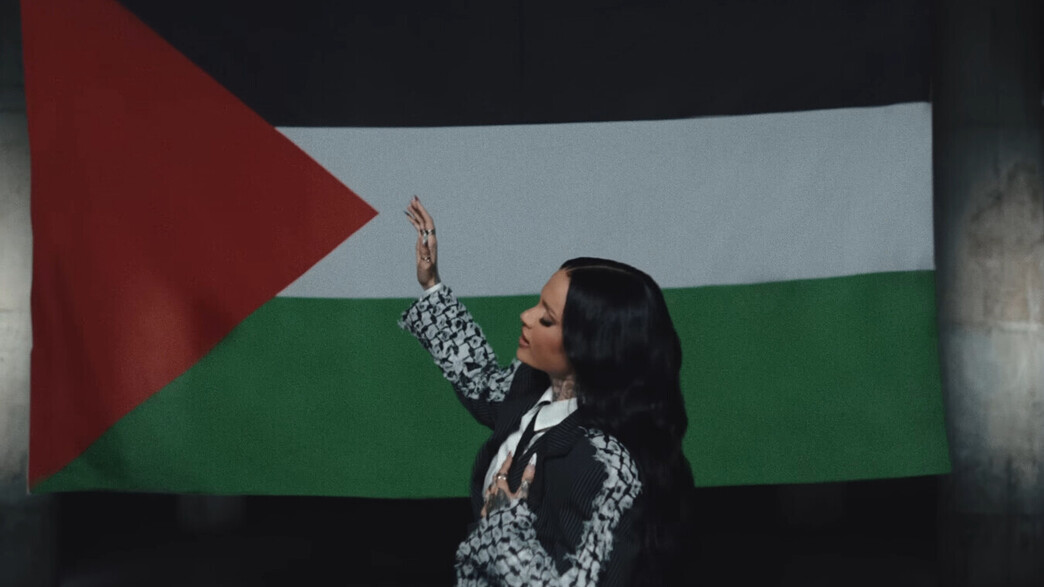 קלאני עם דגל פלסטין (צילום: יוטיוב)
