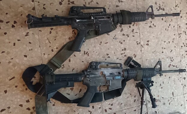 נשקים ששימשו מחבלים בג'נין שחוסלו ע"י יחידת דובדבן (צילום: דובר צה"ל)