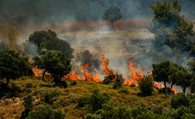 שרפות בגליל בעקבות המטח מלבנון (צילום: אייל מרגולין, פלאש 90)