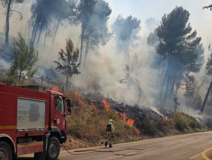 שריפות באזור קצרין שנגרמו מהמטח לרמת הגולן (צילום: דוברות כבאות והצלה)