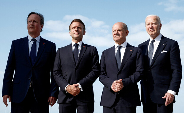 ג'ו ביידן, אולף שולץ, עמנואל מקרון ודיוויד קמרון (צילום: Reuters)
