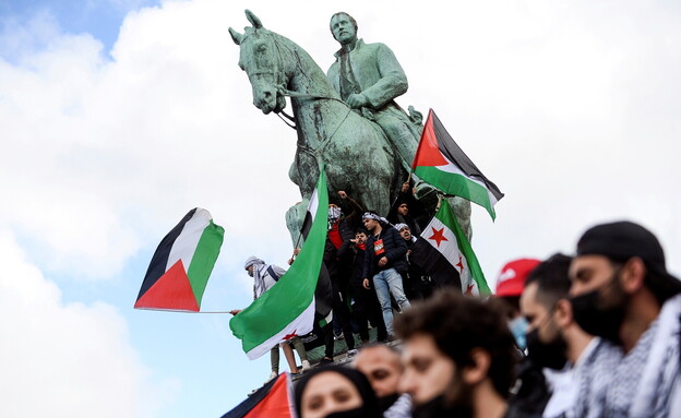 הפגנה פרו פלסטינית בבריסל (צילום: רויטרס)